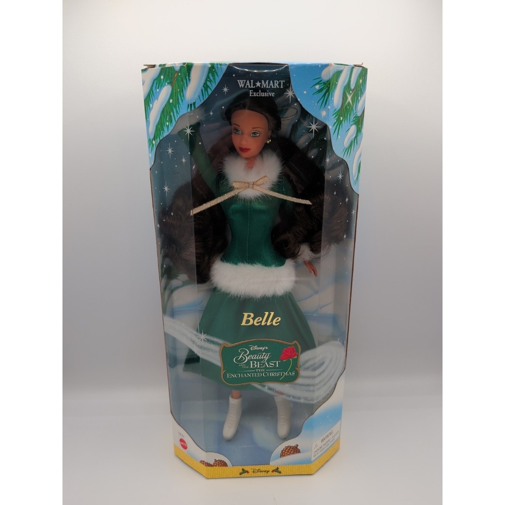 Disney Belle Enchanted Christmas Doll 1998 Walmart Exclusive Ice Skates NIB Gift